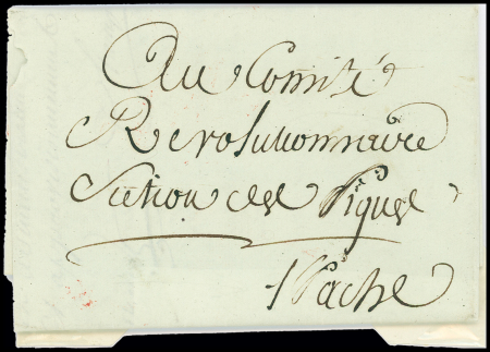 Dossier sur les marques d'abonnement dont 2 marques "Franc" couronnées en rouge et en noir (L47), cachet "périodiques francs" (1871). 6 plis