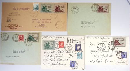 Guerre n°8 et 9, saint Nazaire - 5 lettres avec timbres avec surcharge "Libération" ou non. TB