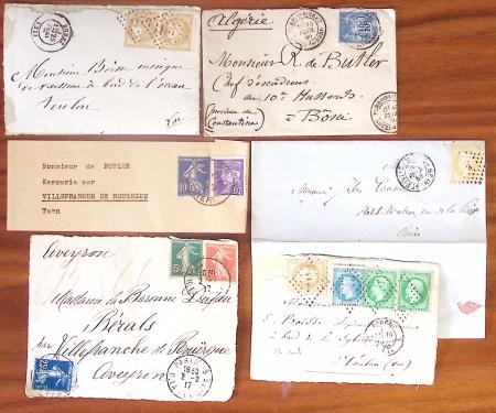 1859-1940, Petit ensemble de timbres et lettres d'une
