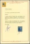 1849 Épaulettes 20c bleu, très belles marges tout autour,