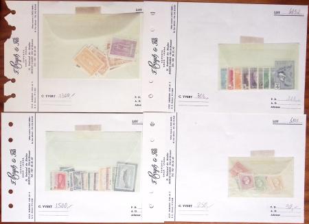 1860-1980 Selection of old-time auction lots on cards