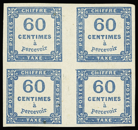 N°9 60c bleu en bloc de 4 INTERPANNEAU, neuf * (infime
