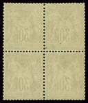 N°69 30c brun clair Type I, en bloc de 4 très bien