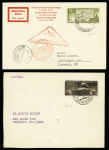 URSS PA 31 et PA32, 2ème année polaire internationale 1932 - 1933 OBL Moscou (26.8.32) sur une carte et une lettre avec cachet triangulaire rouge du vol et transit Arkhangelsk, plus une lettre AFF URSS PA n°25 pour le