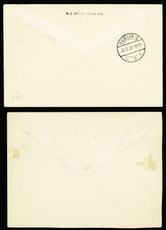 URSS PA 31 et PA32, 2ème année polaire internationale 1932 - 1933 OBL Moscou (26.8.32) sur une carte et une lettre avec cachet triangulaire rouge du vol et transit Arkhangelsk, plus une lettre AFF URSS PA n°25 pour le