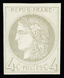 N°41B 4c gris Report 2, neuf avec charnière, TB. Signé