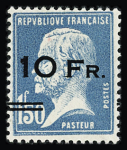 N°4 10F sur 1f50 bleu Pasteur, bien centré, neuf **,