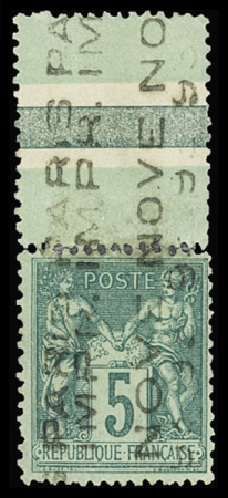 N°15a 5c vert, sans quantième, avec bas de panneau