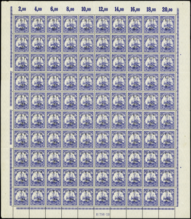 N°28 2d sur 20p en feuille complète de 100, neuf **,
