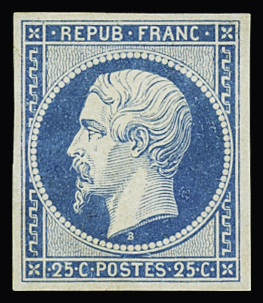 N°10 25c bleu, essai, neuf sans gomme, TB