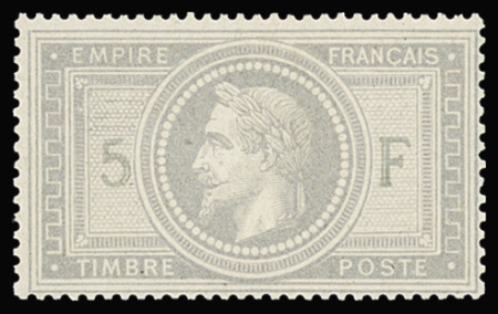 N°33f 5f violet-gris, burelage doublé, neuf **, très