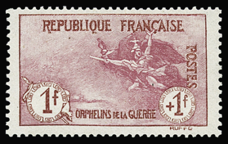 N°154 Orphelins, 1f +1f carmin, bien centré, neuf quasi
