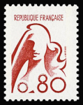 N°1841A Marianne de Béquet, non émis, 80c rouge, neuf