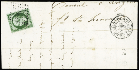 N°12c 5c vert foncé sur vert obl. losange E sur lettre
