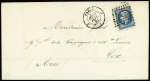 N°14B 20c bleu avec piquage Suss sur lettre de Paris