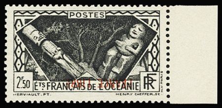 N°145a 2f50 noir, variété surcharge renversée, bdf,