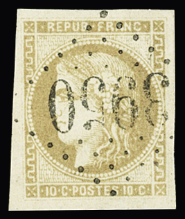 N°43Ab 10c bistre verdâtre, obl. GC 3950 Le Thor (Vaucluse),