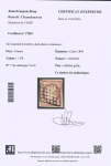 N°7 1 franc vermillon, oblitéré grille propre, légèrement