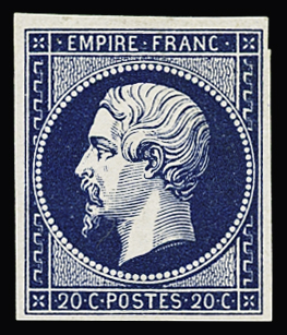 N°14Aa 20c bleu foncé, neuf * (pratiquement **), TB.