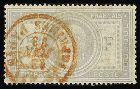 N°33 5f violet-gris, obl.CàD rouge des imprimés 13