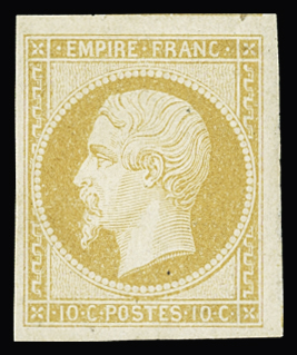 N°13A 10c bistre Type I, neuf sans gomme, TB. Signé