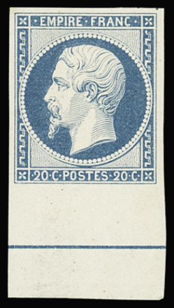 N°14Ai 20c bleu Type I, bdf avec filet d'encadrement,