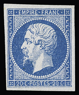 N°14A 20c bleu Type I, neuf **, TTB. Signé Calves (cote