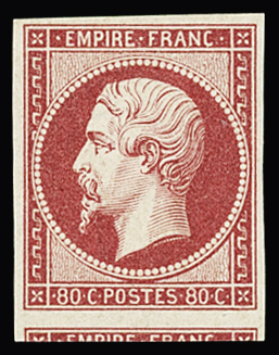N°17B 80c rose, avec voisin en bas, neuf * (quasi **),
