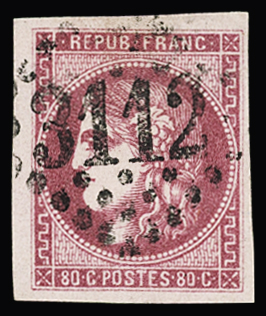 N°49h 80c rose obl. GC 3112 (Rennes, Ille-et-Vilaine),