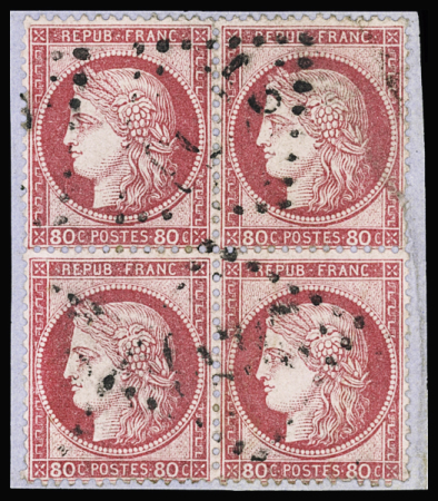 N°57 80c rose en bloc de 4, obl. GC, TB