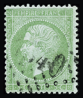 N°35 5c vert pâle sur bleu, obl. GC, TB