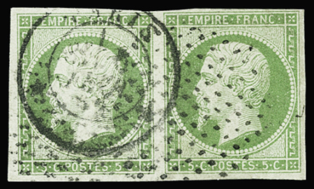 N°12 5c vert en paire obl.cercle de points (Pothion