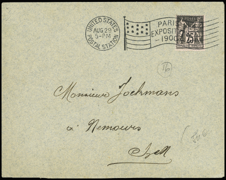 N°97 25c noir et rose obl. du bureau américain de l'exposition