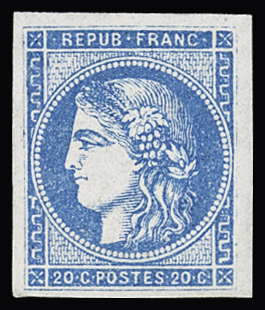 N°45B 20c bleu Type II Report 2, très frais, neuf sans