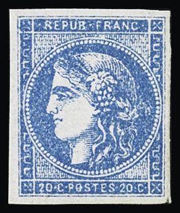 N°45C 20c bleu Type II Report 3, très frais, neuf sans