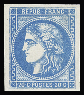 N°46Bc 20c bleu clair Type III Report 2, très frais,