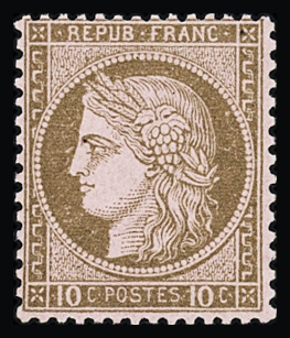 N°54 10c brun sur rose, très frais, neuf *, TB. Signé