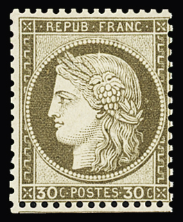 N°56 30c brun, très frais, neuf *, TB. Signé Calves