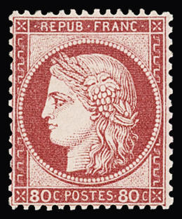 N°57 80c rose, très frais, neuf *, TB. Signé A.Brun