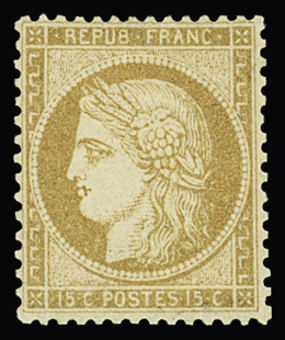 N°59a 15c bistre-brun, très frais, neuf *, TB. Signé