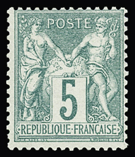 N°64 5c vert, neuf * (quasi *, trace invisible), TTB.