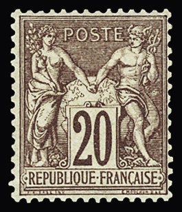 N°67 20c brun-lilas, neuf * (quasi *, trace invisible),
