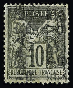 N°16a 10c noir sur lilas, variété sans quantième, neuf