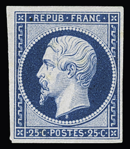 N°10 25c bleu, neuf sans gomme, TB. Signé A.Brun, Calves