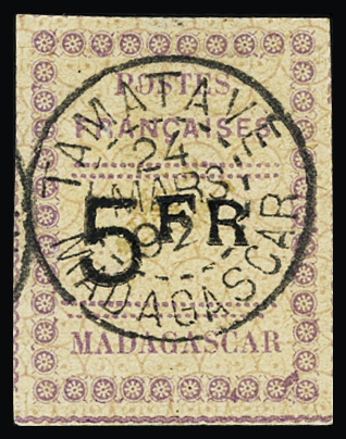 N°13 5f violet et noir sur gris avec jolie oblitération