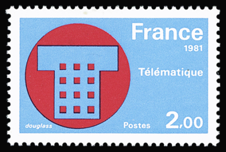 N°2130a 2f Télématique, variété sans rayures horizontales