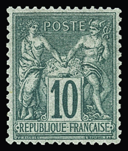 N°76 10c vert, neuf * (infime trace), TB. Signé Calves