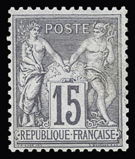 N°77 15c gris, neuf * (infime trace), TB. Signé JF.Brun