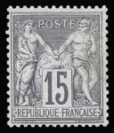 N°77 15c gris, neuf * (infime trace), TB. Signé JF.Brun