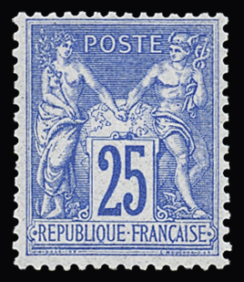 N°79 25c bleu, neuf * (infime trace), TB. Signé A.Brun,